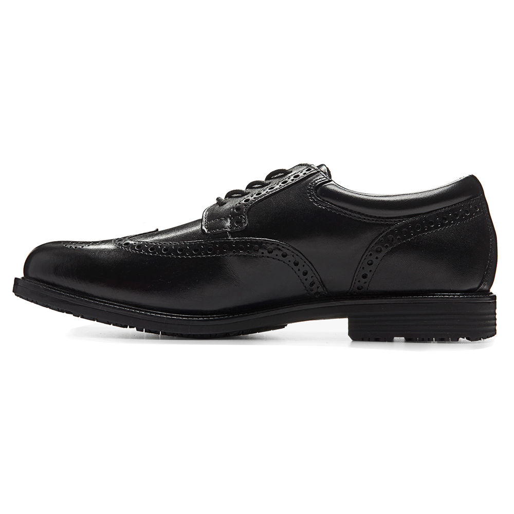 Rockport Mens Dress Shoes Black - Essential Details Waterproof Wingtip - UK 937-UYXOBZ